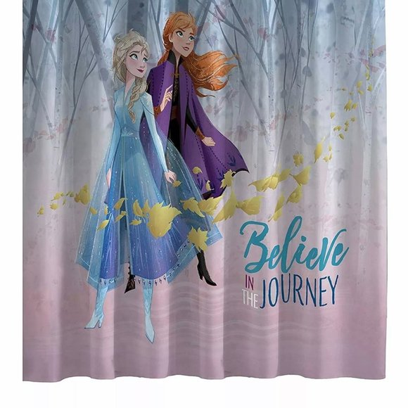 NEW Disney Frozen II Elsa and Anna 72 x 72 Kids Fabric Shower Bathtub Cu… - Picture 3 of 6